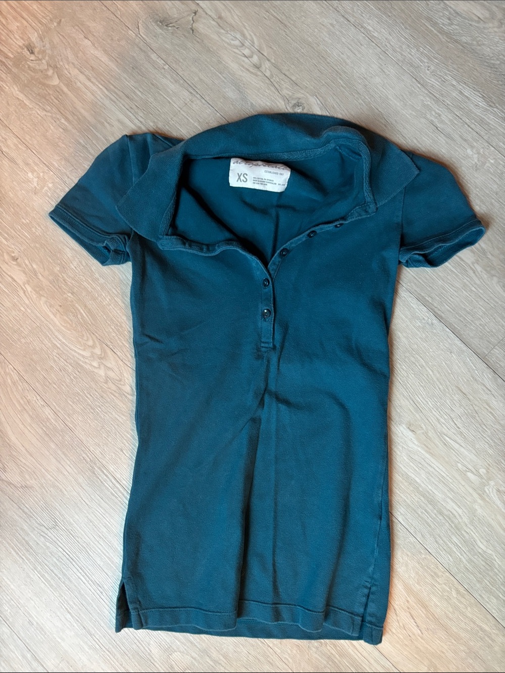 Aeropostale Teal Short-Sleeve Polo Top